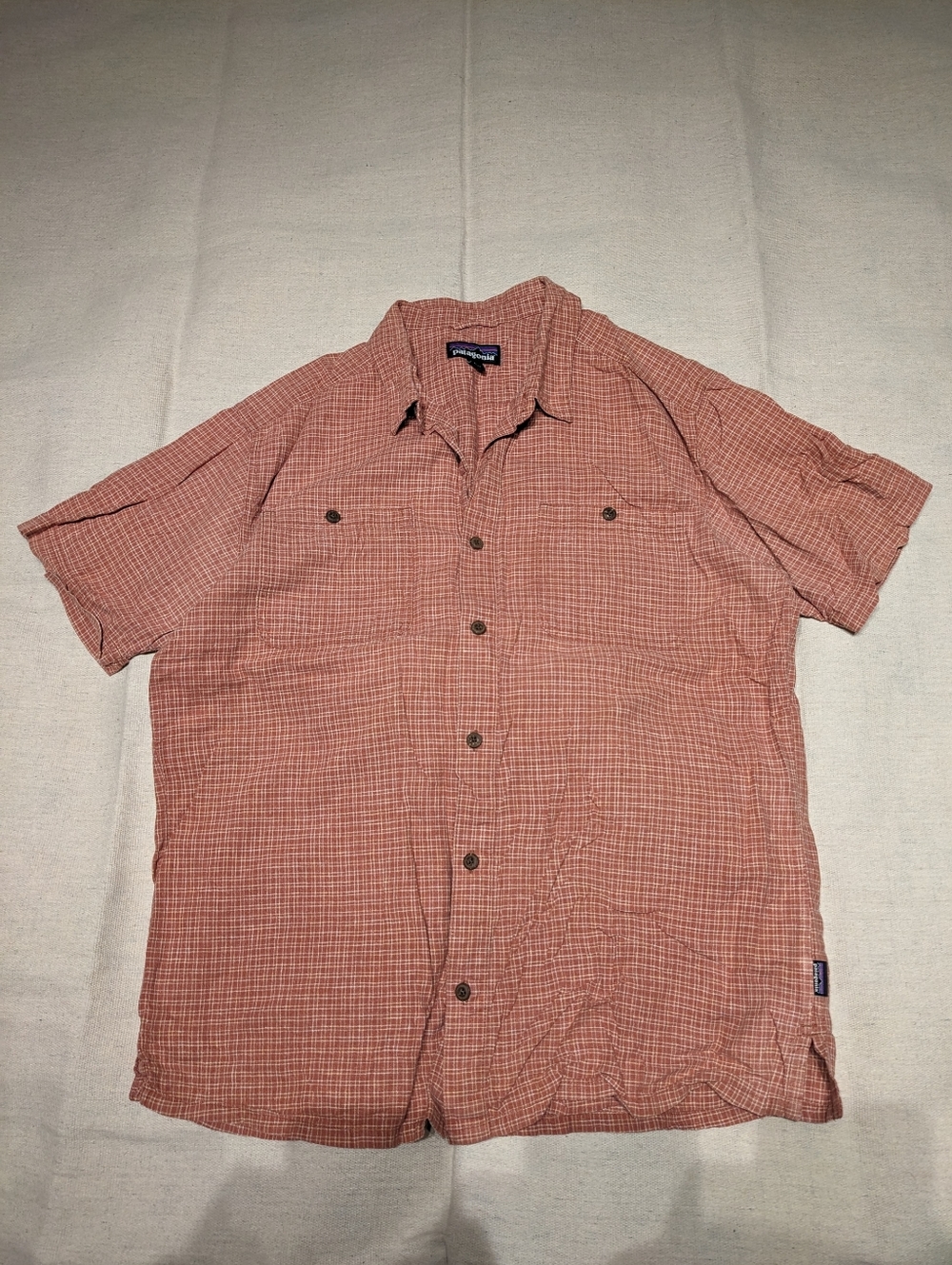 Patagonia hemp button up short sleeve shirt men's L